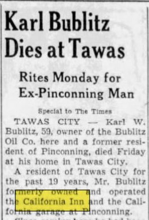 California Inn - Aug 23 1958 Former Owner Passes Away (newer photo)